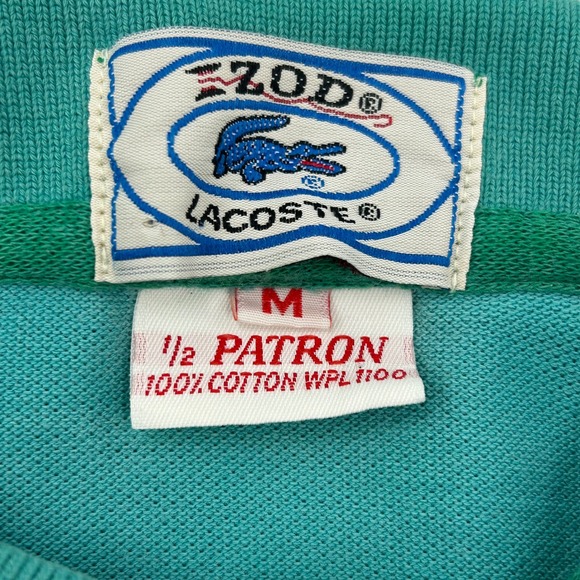 Vintage IZOD Lacoste Polo Shirt Mens Medium Green Short Sleeve‎ Crocodile Logo - Picture 2 of 7